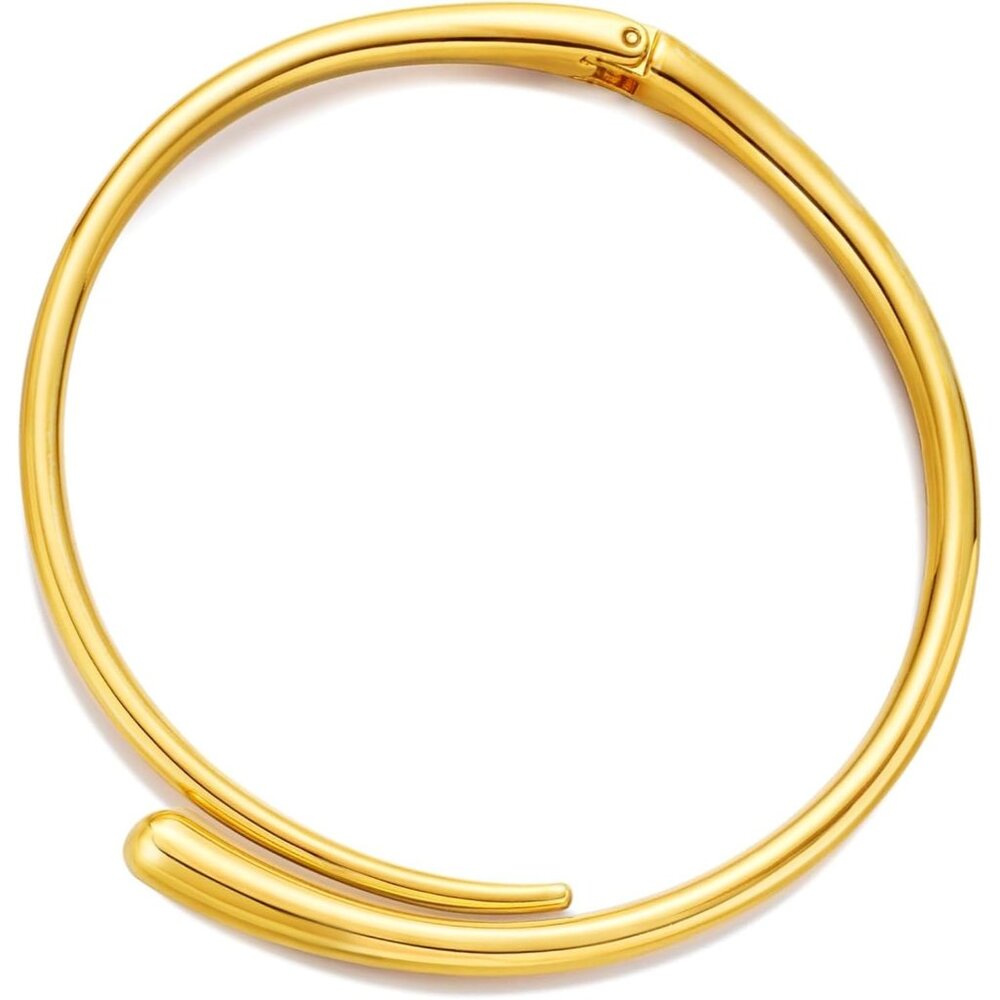 Chunky Gold Teardrop Hoop Choker Necklace For Women - 18k Gold-Plated Geometric